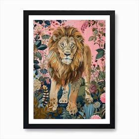 Floral Animal Painting Lion 2 Art Print