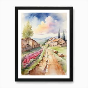 Watercolor Of A Country Road.2 Poster