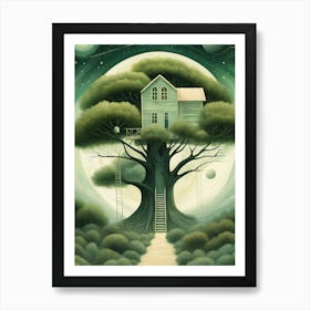 Green Tree House Art Print