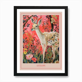 Floral Animal Painting Antelope 1 Poster Art Print