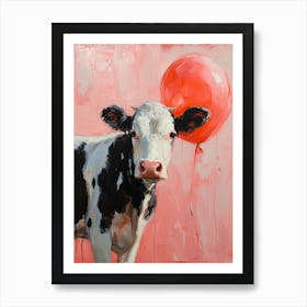 Cute Cow 2 With Balloon Art Print