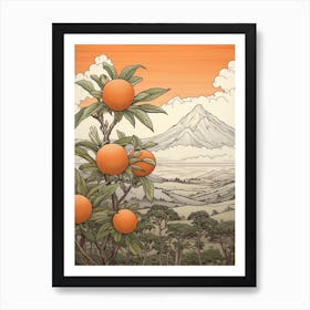 Tachibana Mandarin Orange Japanese Botanical Illustration Art Print