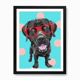 Black Labrador Wearing Glasses Art Print