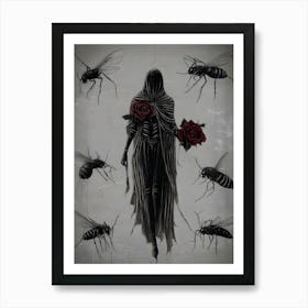 Woman Surrounded By Insects Art Print