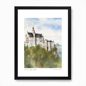 Neuschwanstein Castle 2 Watercolour Travel Poster Art Print