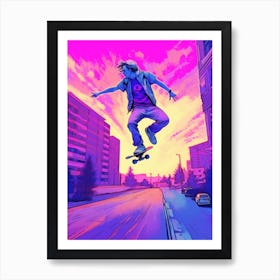 Skateboarding In Montreal, Canada Futuristic 4 Art Print