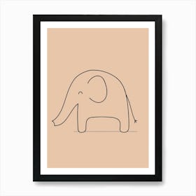 Cute Elephant Drawing - Boho, Line Art 1 Art Print