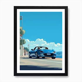 A Mazda Mx 5 Miata In French Riviera Car Illustration 3 Art Print