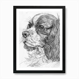 Cavalier King Charles Dog Line Sketch Dog Line Drawing Sketch 1 Art Print