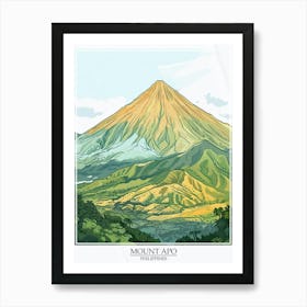 Mount Apo Philippines Color Line Drawing 4 Poster Art Print