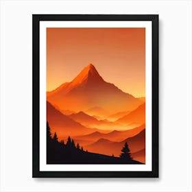 Misty Mountains Vertical Composition In Orange Tone 159 Art Print