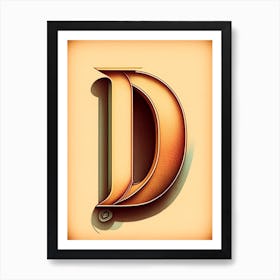 D, Letter, Alphabet Retro Drawing 3 Art Print