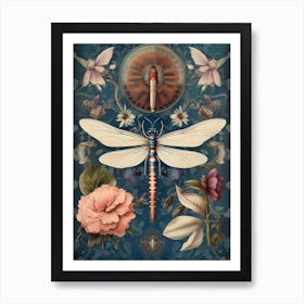 Dragonfly Botanical Vintage Illustration 3 Art Print