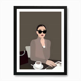 Woman With A Cup Of Coffee Art Print