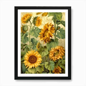 Sunflowers In The Garden Art Print