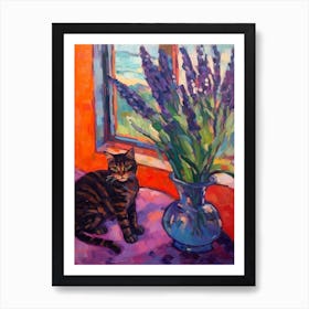 Lavender With A Cat 1 Fauvist Style Painting Art Print