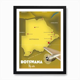 Botswana Travel Map Art Print