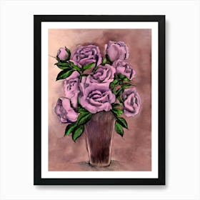 Purple Roses In A Vase 9 Art Print