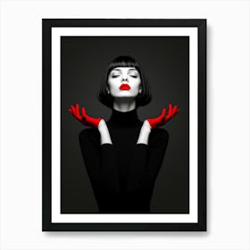 Woman With Red Lipstick Art Print