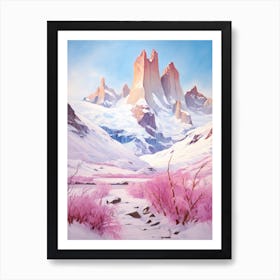 Dreamy Winter Painting Torres Del Paine National Park Argentina 2 Art Print