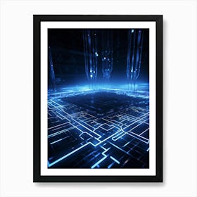 An Advanced Ai Network System Manifests Itself A Dynamic Almost Organic Mesh Intricately Woven Acr (1) Art Print