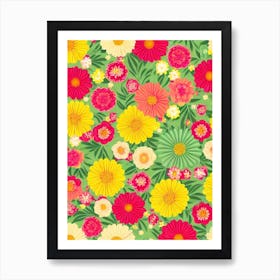 Laurel Repeat Retro Flower Art Print