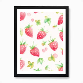 Strawberry Repeat Pattern, Fruit, Gouache 1 Art Print