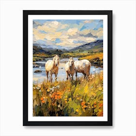 Horses Painting In Lake District, England 1 Art Print