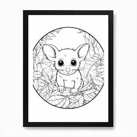 Line Art Jungle Animal Tarsier 2 Art Print