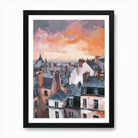 Montmartre Rooftops Morning Skyline 3 Art Print