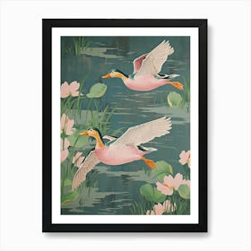 Vintage Japanese Inspired Bird Print Mallard Duck 2 Art Print