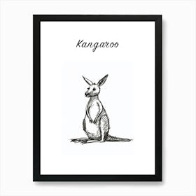 B&W Kangaroo Poster Art Print