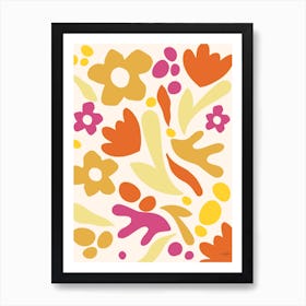 Flower Cutout Pink Orange Art Print