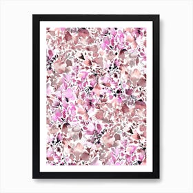 Watercolor Flowers Pink Mauve Art Print