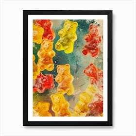 Retro Gummy Bears Candy Sweets Pattern 3 Art Print