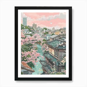 Hiroshima Japan 3 Retro Illustration Art Print