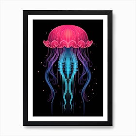 Irukandji Jellyfish Neon Illustration 1 Art Print