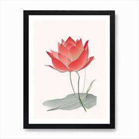 Red Lotus Pencil Illustration 1 Art Print