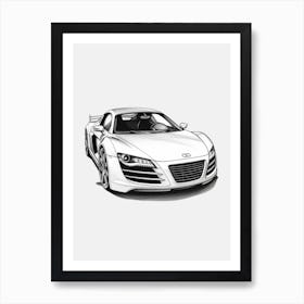 Audi R8 Line Drawing 6 Art Print