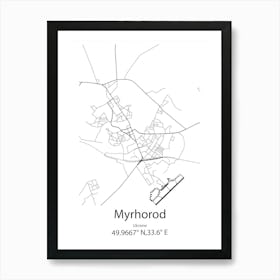 Myrhorod,Ukraine Minimalist Map Art Print