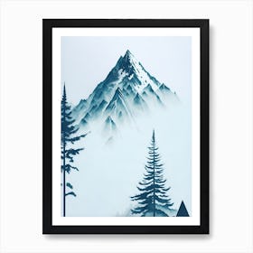 Mountain And Forest In Minimalist Watercolor Vertical Composition 213 Art Print
