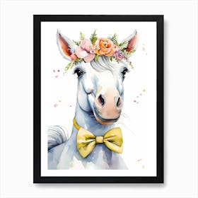 Baby Unicorn Flower Crown Bowties Woodland Animal Nursery Decor (26) Art Print