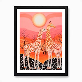 Two Giraffes Looking Into The Distance Art Print