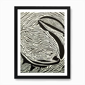 Cookie Cutter Shark Linocut Art Print