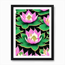 Lotus Flower Repeat Pattern Fauvism Matisse 5 Art Print