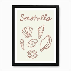 Seashell Doodles, Seashell Line Art, Minimalism Seashell Design 2 Art Print