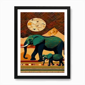 African Elephants  Art Print