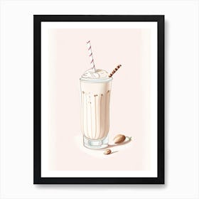 Almond Milkshake Dairy Food Pencil Illustration 1 Art Print