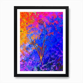 Nodding Onion Botanical in Acid Neon Pink Green and Blue n.0286 Art Print