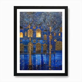 Gondolas At Night Art Print